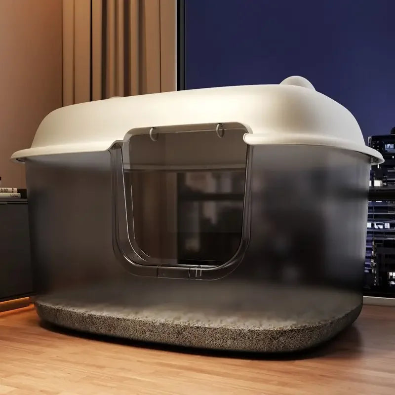 Extra-Large High-Sided Enclosed Cat Litter Box with Odor Control and Splash Guard
