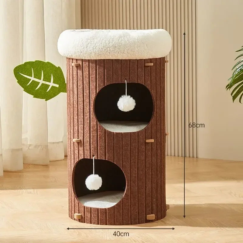Multi-layer Felt Cat House Multi-function Tree Stump Cat House Wear-resistant Cat Scratching Board Pet Supplies Pet Furniture