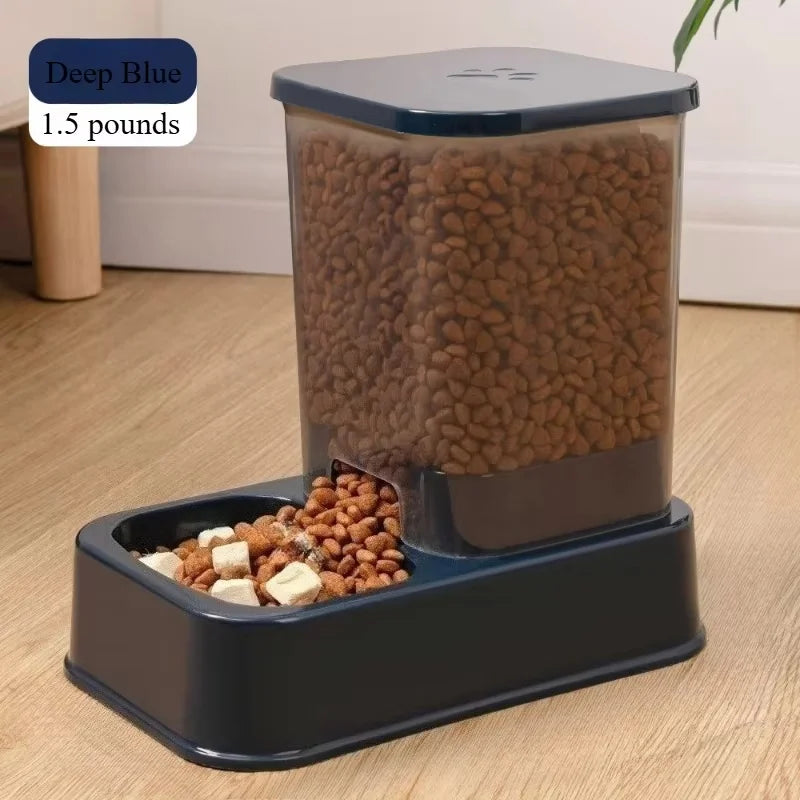 Automatic Portion-Controlled Pet Feeder with Integrated Water Dispenser for Cats and Dogs, Battery-Free Operation