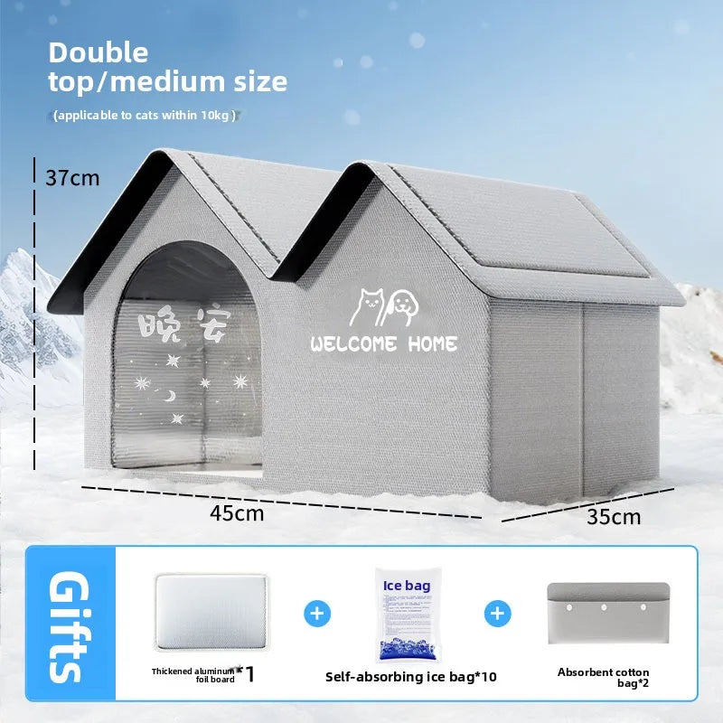Pet Ice House for Cats & Dogs,Summer Air Conditioning Shelter with Thermal Insulation, Waterproof Durable Pet Bed