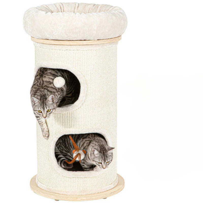High-end solid wood cat scratching board Multifunctional pet supplies Multi-layer cat climbing frame Grinding claw grabbing post