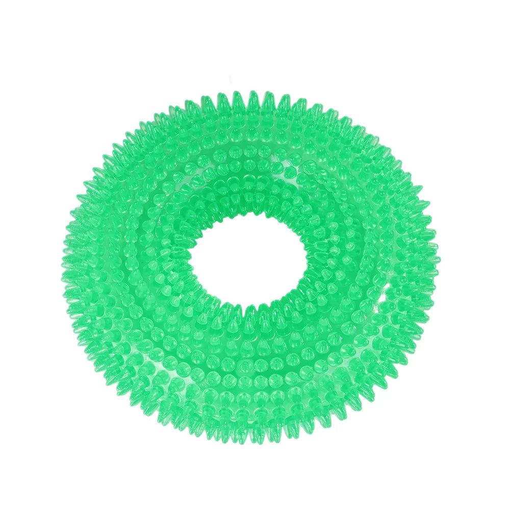 Pet Dog Toys Puppy Sounding Toy Molar Squeaky Tooth Cleaning Ring TPR Training Pet Teeth Chewing Toy Thorn Dog Accessories