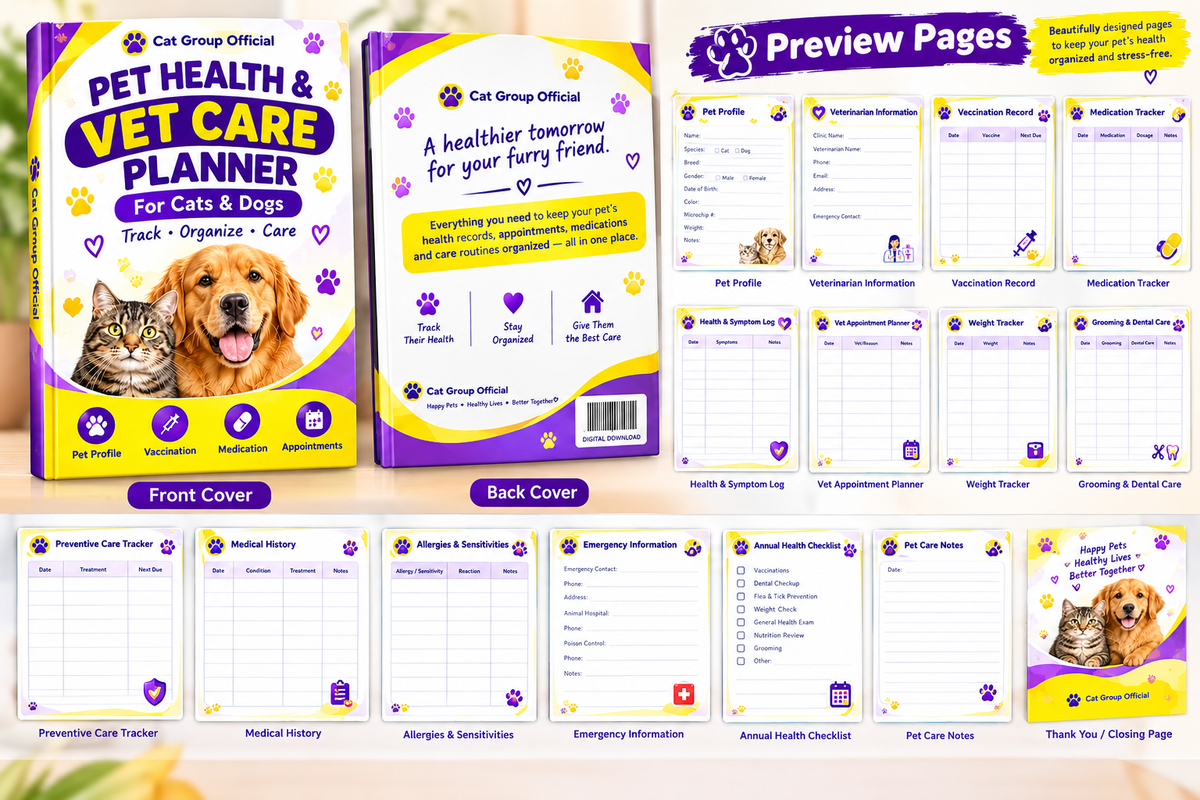 Pet Health & Vet Care Planner — Cats & Dogs