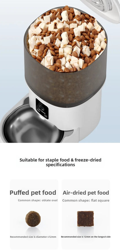 HD Video Automatic Pet Feeder for Cats Dogs 4L Smart Timed Quantitative Food Dispenser with Stainless Steel Bow Pet Supplies