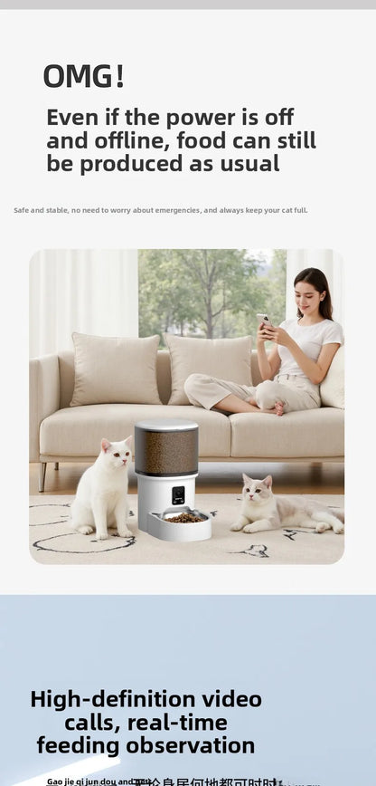HD Video Automatic Pet Feeder for Cats Dogs 4L Smart Timed Quantitative Food Dispenser with Stainless Steel Bow Pet Supplies