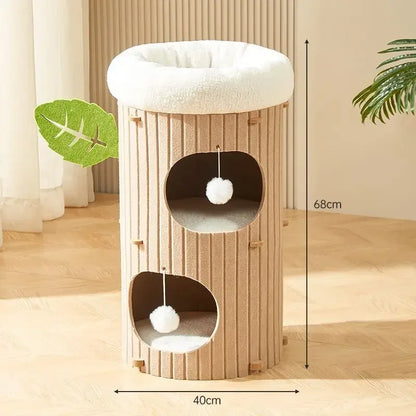 Multi-layer Felt Cat House Multi-function Tree Stump Cat House Wear-resistant Cat Scratching Board Pet Supplies Pet Furniture
