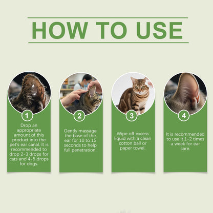 Pet Care Ear Drops Gently Cleaning Earwax Eliminating Odors Reducing Mite Infection Relieve Itching and Discomfort Pet Ear Fluid