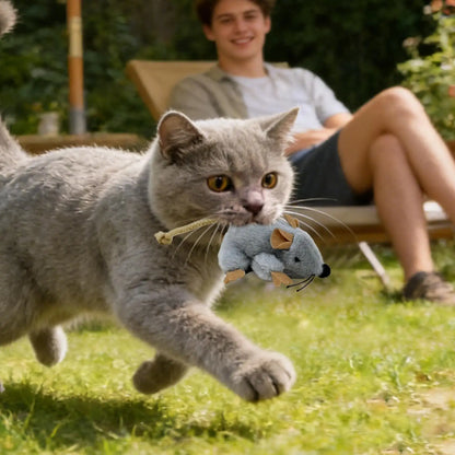 Cat Mouse Toy Built-in Sound Compact Play Game Stuffed Cat Toys for Daily Ground Home Indoor Outdoor Birthday Holiday Pet