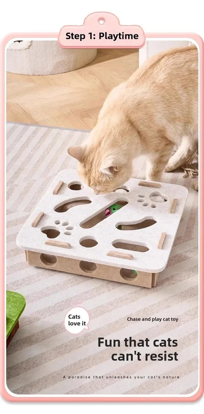 Cat Puzzle Toy Felt Puzzle Box Cat Exercise Toy With Ball Indoor Sports Entertainment Hunting Cat Toys For Indoor Cats