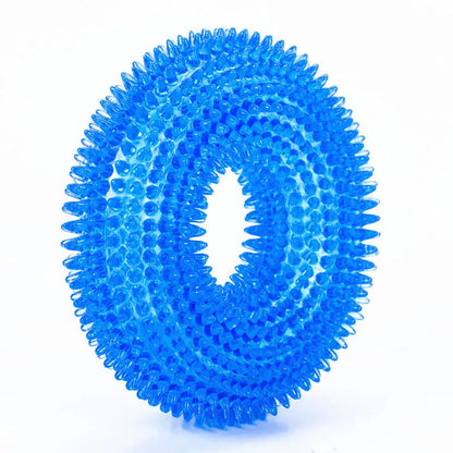 Pet Dog Toys Puppy Sounding Toy Molar Squeaky Tooth Cleaning Ring TPR Training Pet Teeth Chewing Toy Thorn Dog  Accessories