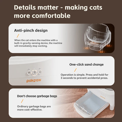 Pokpaw CL16 Smart Self-cleaning Automatic Cat Litter Box with App Control – 76L Semi Enclosed Cat Toilet Supplies for Cats