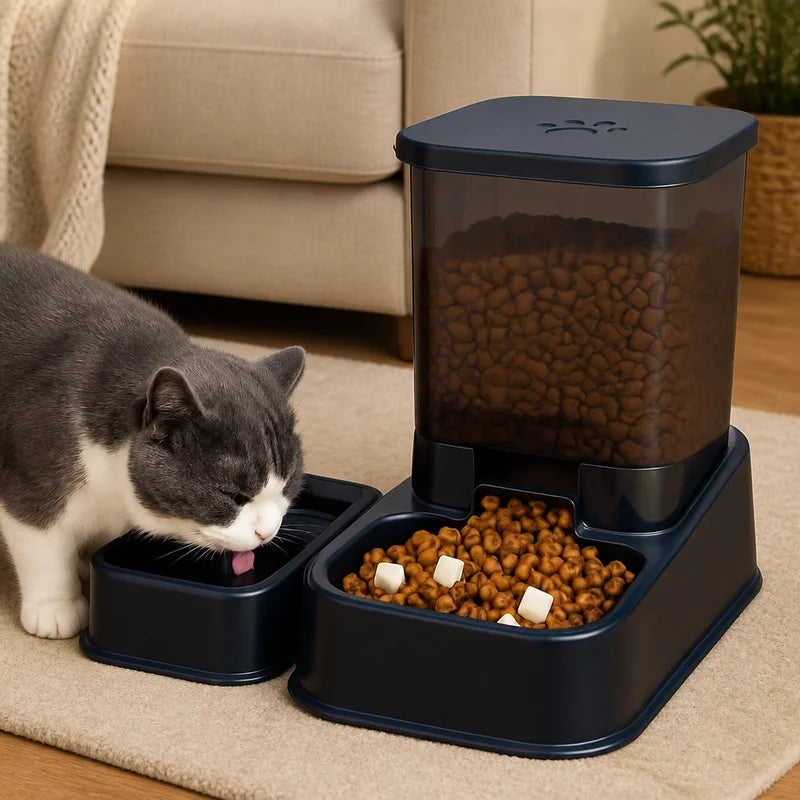 Automatic Portion-Controlled Pet Feeder with Integrated Water Dispenser for Cats and Dogs, Battery-Free Operation