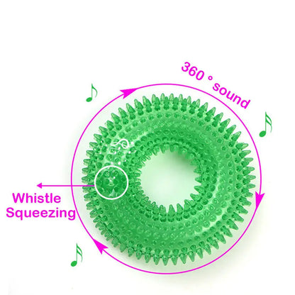 Pet Dog Toys Puppy Sounding Toy Molar Squeaky Tooth Cleaning Ring TPR Training Pet Teeth Chewing Toy Thorn Dog  Accessories