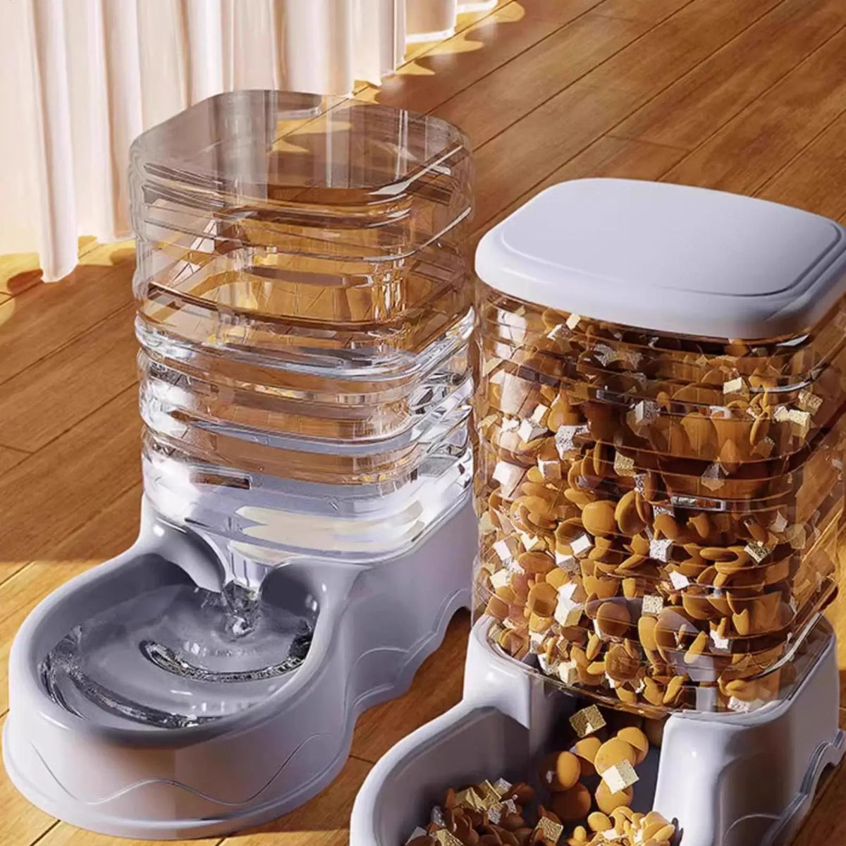 Cat Feeder for Dry Food Cat Waterer Food Feeder Large Capacity Automatic Dog and Cat Water Dispenser for Small to Medium Pets
