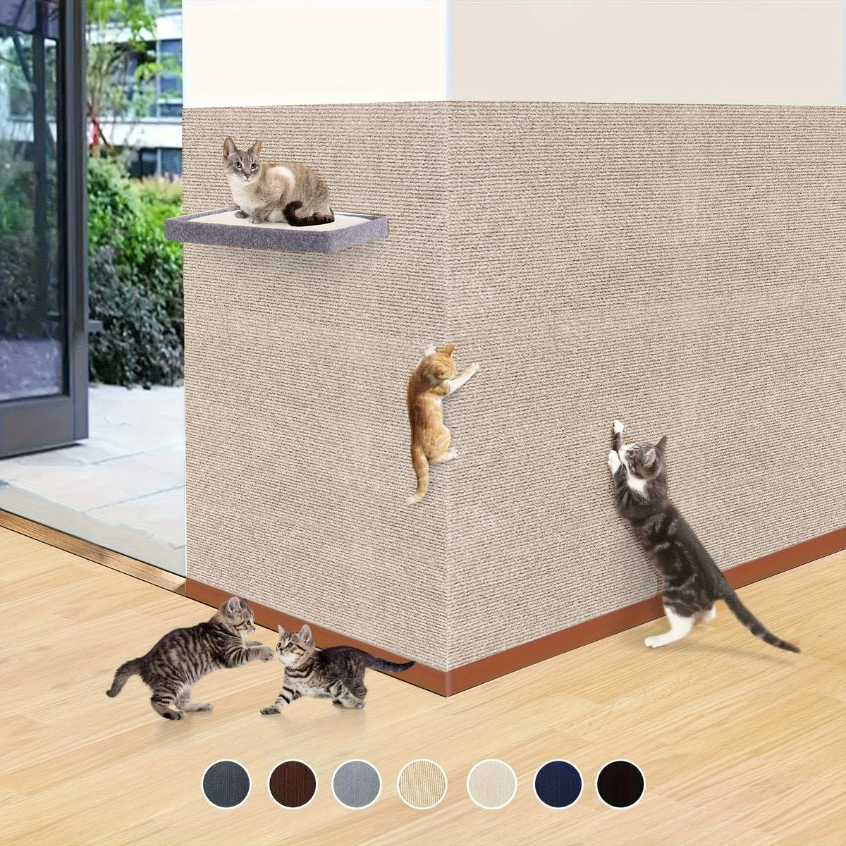 Cat Scratching Mat Self-Adhesive Interactive Pet Cat Climbing Mat Wall Replacement Scratch Pad Furniture Edge Protective Sticker