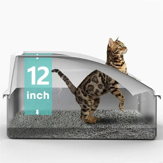 Enclosed Stainless Steel Cats Litter Box With Scoops SplashPrevent Design Litter Container For Odors Eliminations KXRE