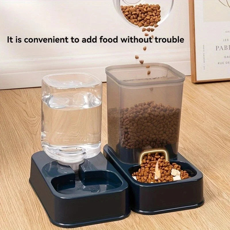 Automatic Portion-Controlled Pet Feeder with Integrated Water Dispenser for Cats and Dogs, Battery-Free Operation