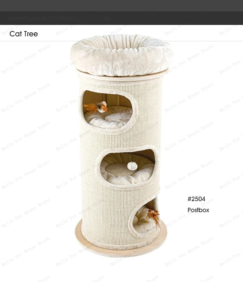 High-end solid wood cat scratching board Multifunctional pet supplies Multi-layer cat climbing frame Grinding claw grabbing post