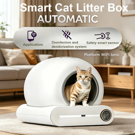 65L Automatic Smart Cat Litter Box Closed Cat Litter Box Self Cleaning Application Control Ionic Fragrance Pet Toilet Trash Tray