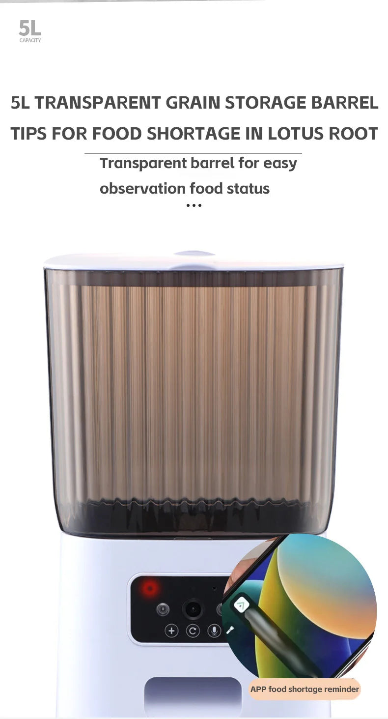 5L Smart WiFi APP Camera Automatic Pet Feeder Cat Food Dispenser Video Smart Feeder For Cats Dogs Pet Dry Food Bowl