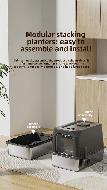Automatic Self Cleaning Cat Litter Box Large Covered Deodorizing Cat Toilet Quiet Auto Scoop Easy Clean Cat Sandbox Cat Box
