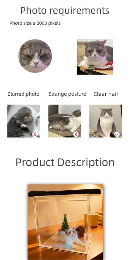 Pet Memorial Holographic Ornament, DIY Hologram Digital Photo House Decor, High Light‑Transmission Commemorative Pet Keepsake