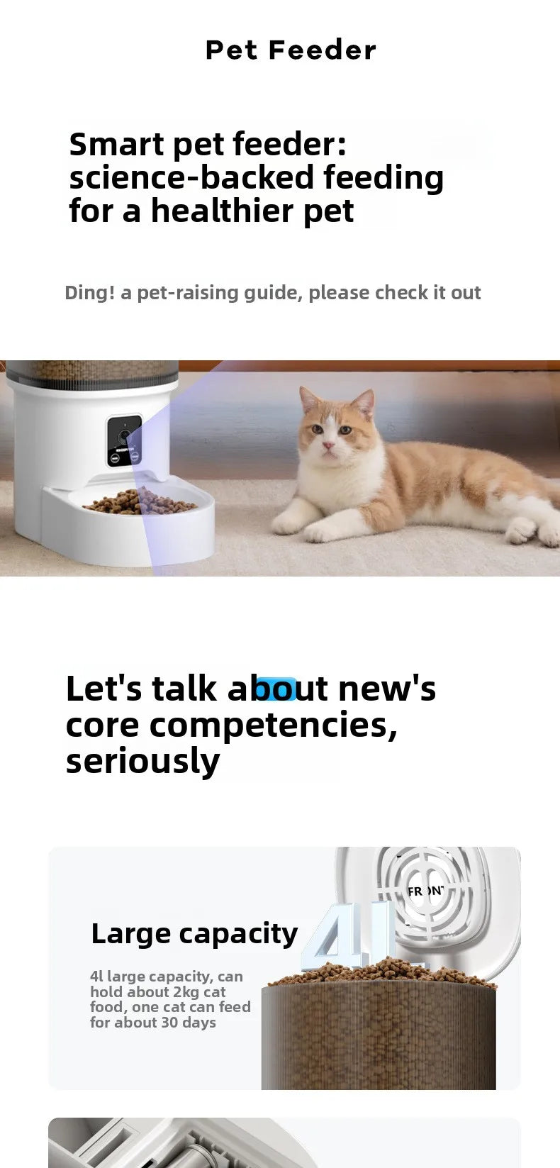 HD Video Automatic Pet Feeder for Cats Dogs 4L Smart Timed Quantitative Food Dispenser with Stainless Steel Bow Pet Supplies