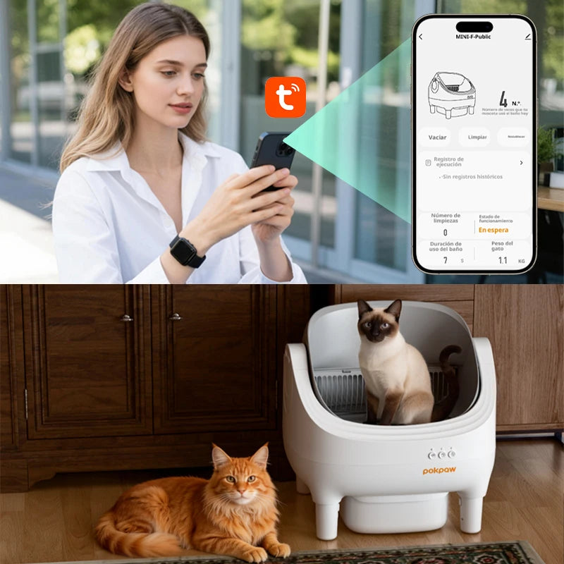 Pokpaw CL16 Smart Self-cleaning Automatic Cat Litter Box with App Control – 76L Semi Enclosed Cat Toilet Supplies for Cats
