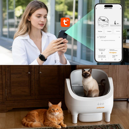 Pokpaw CL16 Smart Self-cleaning Automatic Cat Litter Box with App Control – 76L Semi Enclosed Cat Toilet Supplies for Cats