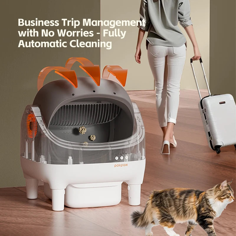 Pokpaw CL16 Smart Self-cleaning Automatic Cat Litter Box with App Control – 76L Semi Enclosed Cat Toilet Supplies for Cats