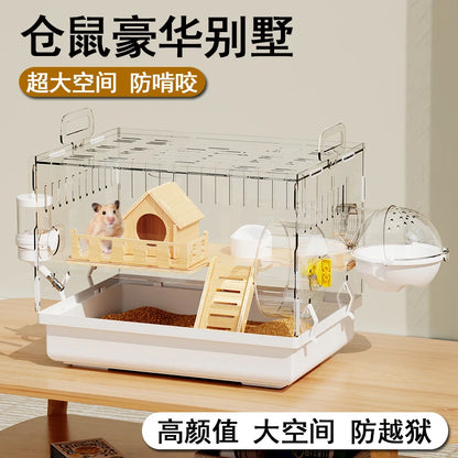 Acrylic Hamster Cage Transparent Rodent Habitat Cage with Accessories Luxury Villa for Syrian Dwarf Gerbil Mouse Enclosure Tank