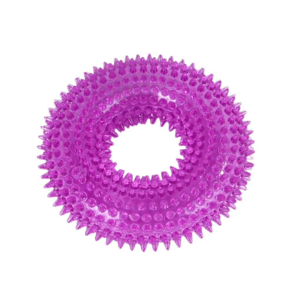 Pet Dog Toys Puppy Sounding Toy Molar Squeaky Tooth Cleaning Ring TPR Training Pet Teeth Chewing Toy Thorn Dog  Accessories