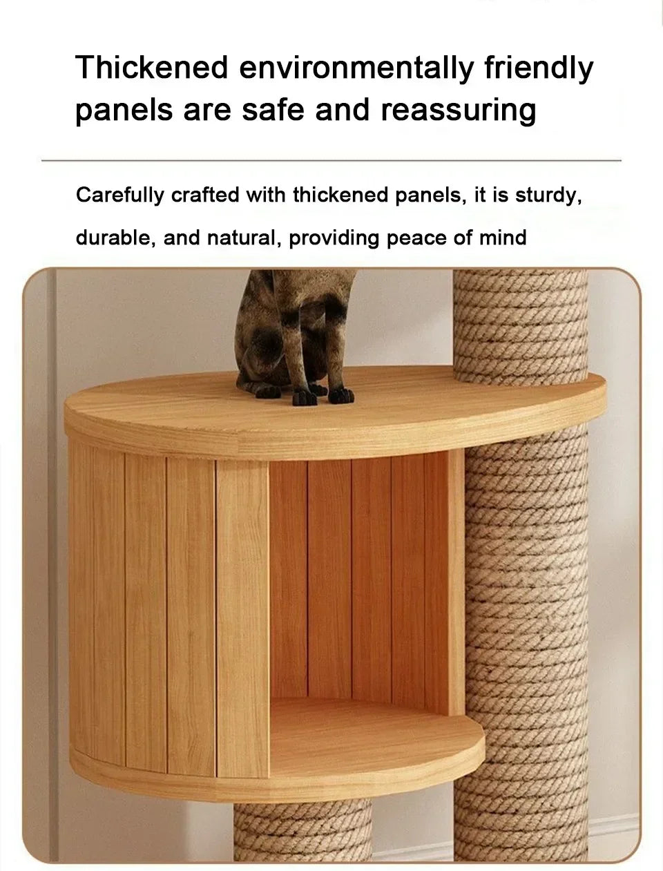 Multi-Level with Scratching Post Hammock Adjustable Wooden Cat Tree House Pet Activity Center Pet Kitten Climbing Toy Cat Tower