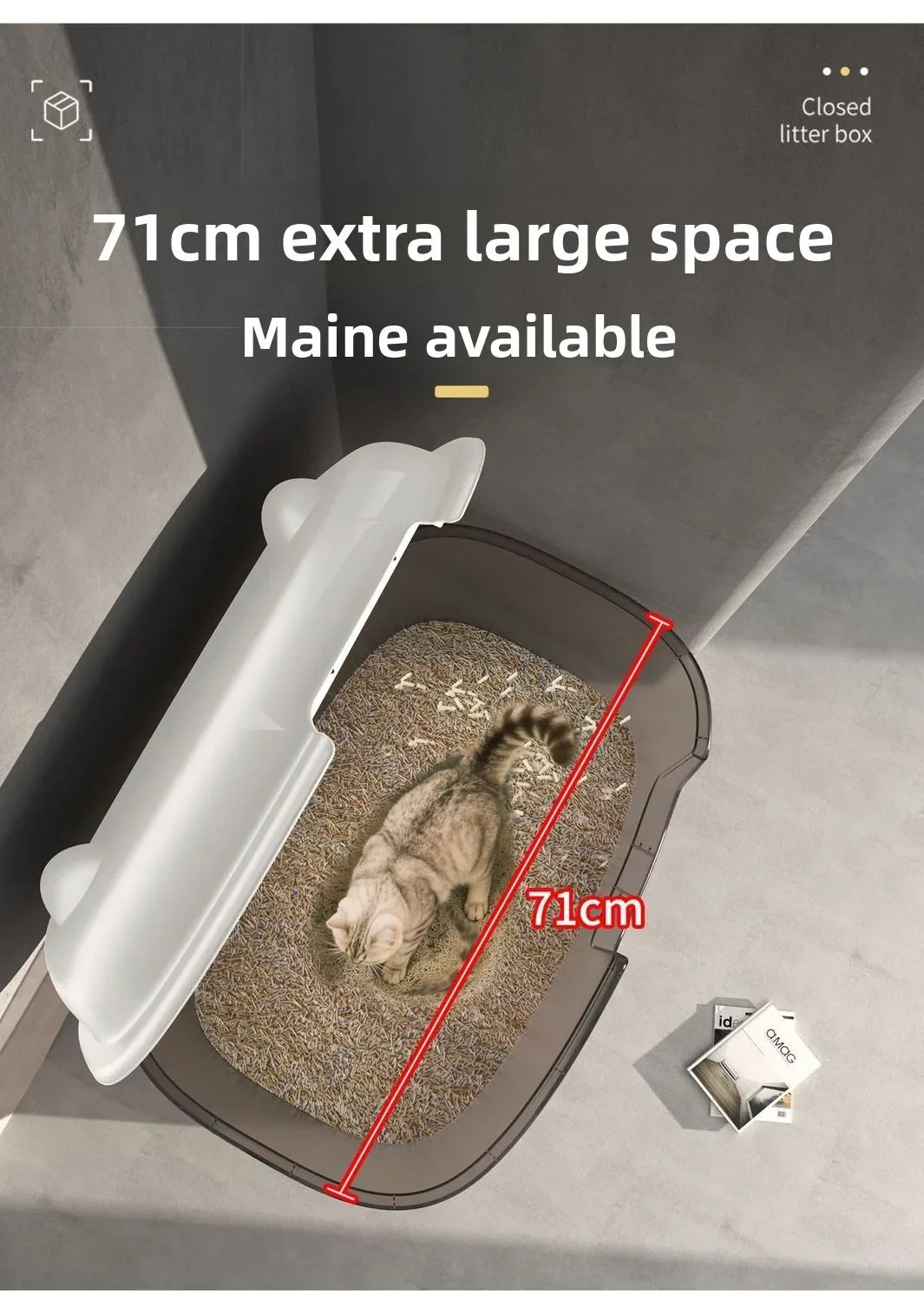 Extra-Large High-Sided Enclosed Cat Litter Box with Odor Control and Splash Guard