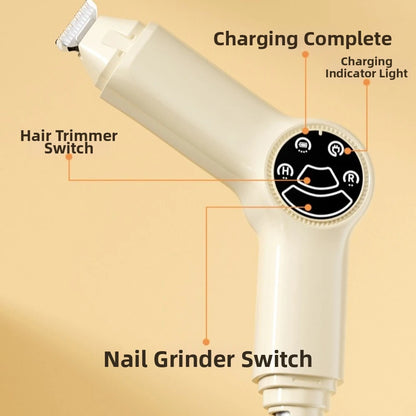 Rechargeable Pet Nail Grinder Detachable Quiet Operation Pet Grooming Tool Portable ABS Electric Hair Trimmer Travel Use