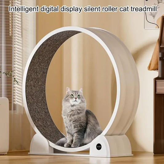 MultiFunctional Cats Exercise Wheel Scratching Board Comfort Bed for Big Cats Quiet Treadmill for Indoor Boredom Cats 87HA