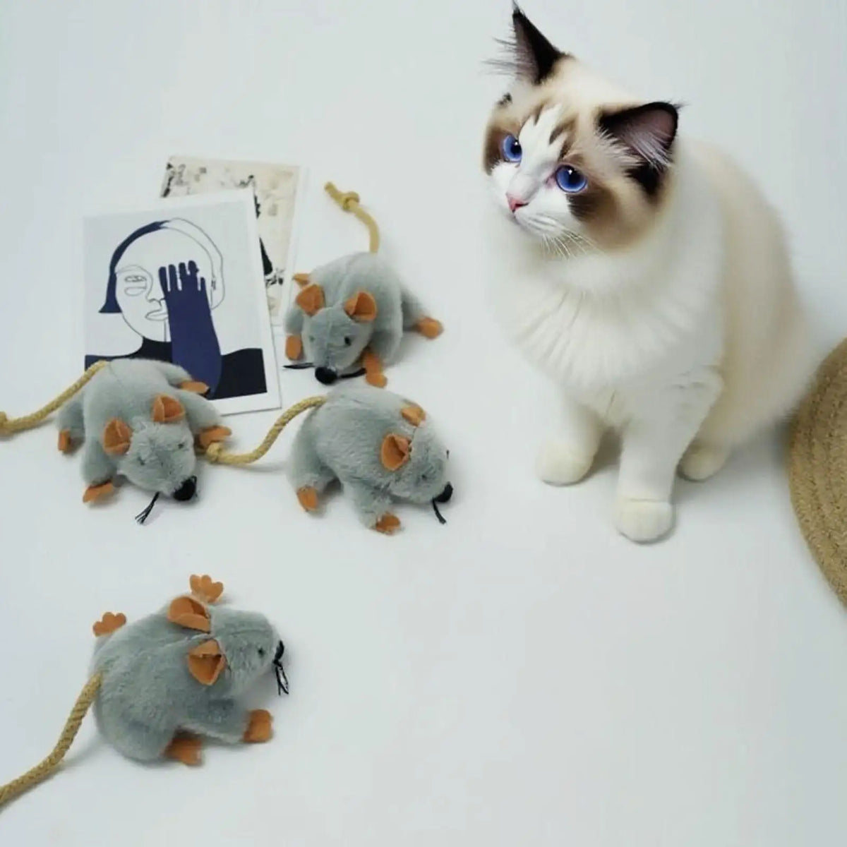 Cat Mouse Toy Built-in Sound Compact Play Game Stuffed Cat Toys for Daily Ground Home Indoor Outdoor Birthday Holiday Pet