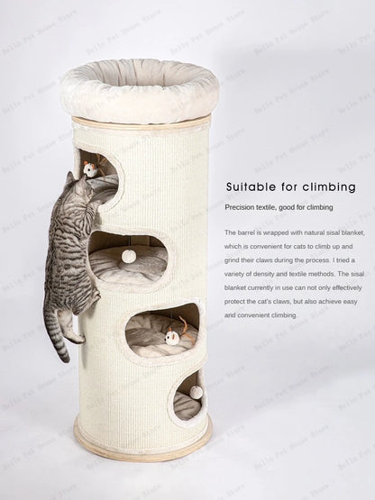 High-end solid wood cat scratching board Multifunctional pet supplies Multi-layer cat climbing frame Grinding claw grabbing post