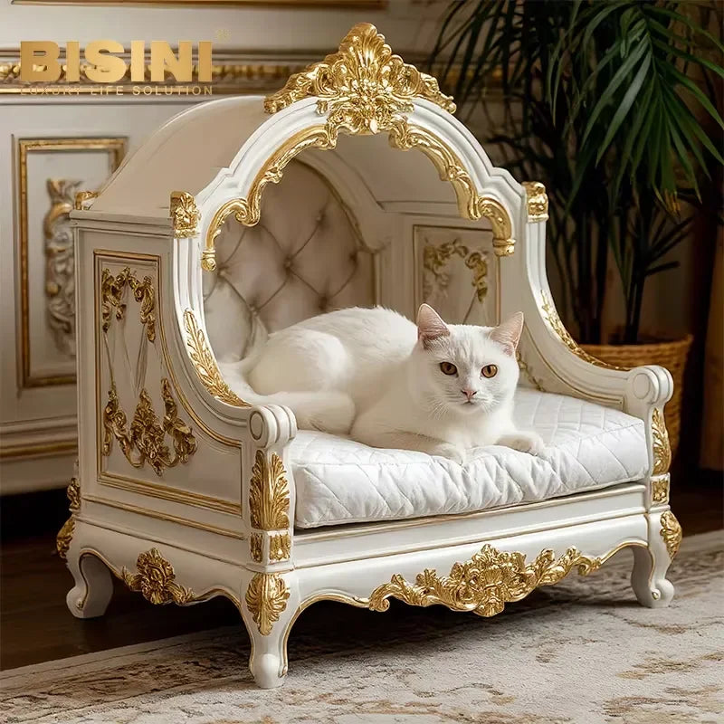 Cat Castle Villa Luxury French Solid Wood Cat Bed Dog House Indoor Pet Nest Small Dog House Dog Nest Sofa