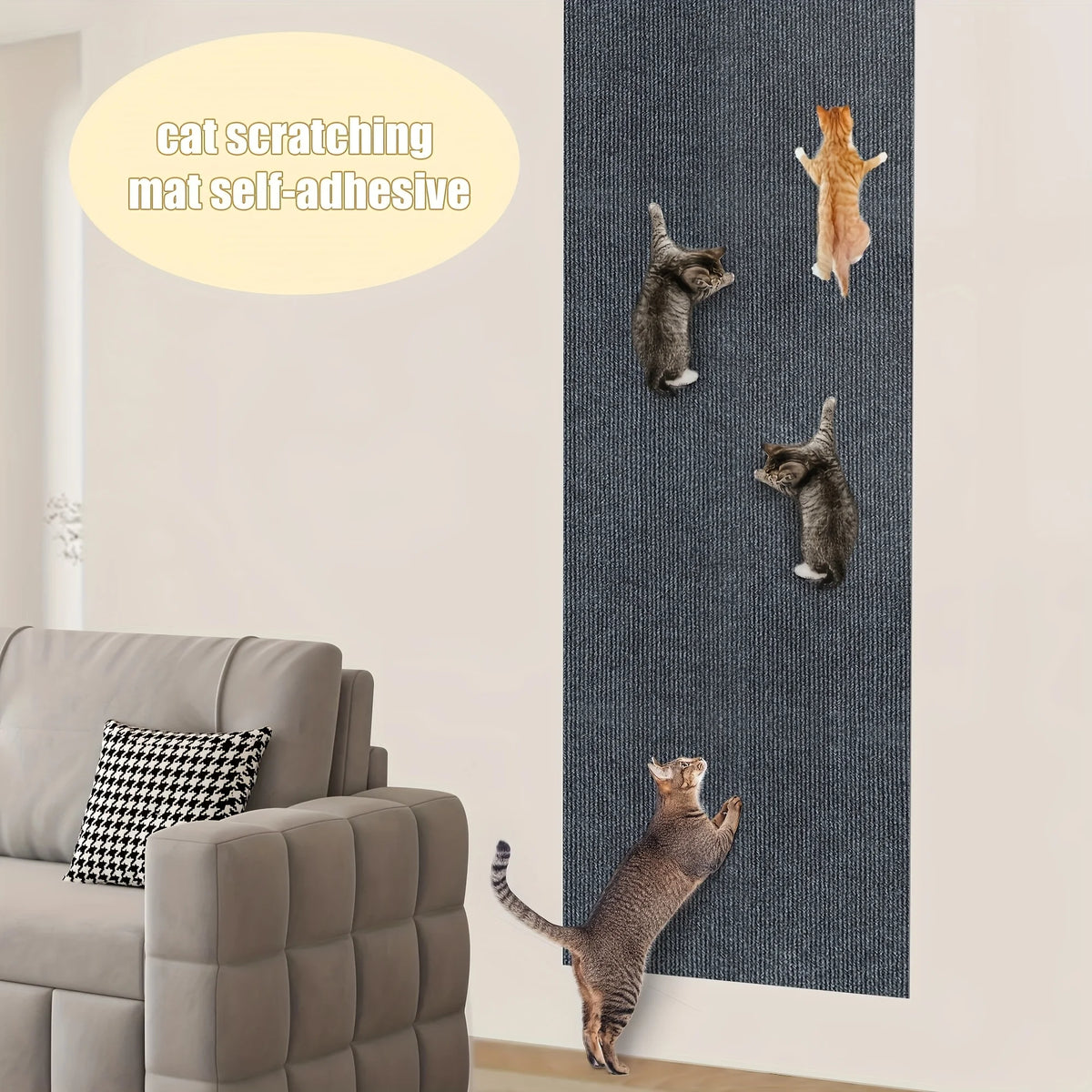 Cat Scratching Mat Self-Adhesive Interactive Pet Cat Climbing Mat Wall Replacement Scratch Pad Furniture Edge Protective Sticker