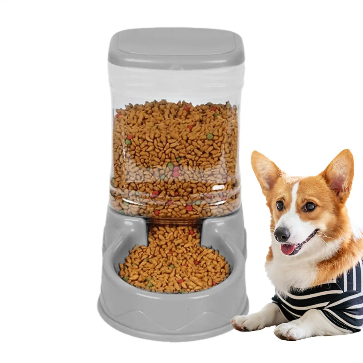 Cat Feeder for Dry Food Cat Waterer Food Feeder Large Capacity Automatic Dog and Cat Water Dispenser for Small to Medium Pets