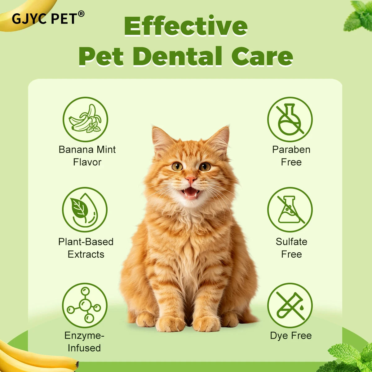 3 Piece Pet Dental Care Kit Banana Mint Tartar Control Plaque Remover Toothpaste Gel for Dogs Cats Fresh Breath Gentle Oral Care