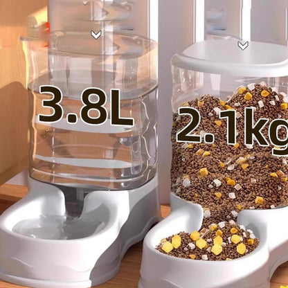 Cat Feeder for Dry Food Cat Waterer Food Feeder Large Capacity Automatic Dog and Cat Water Dispenser for Small to Medium Pets