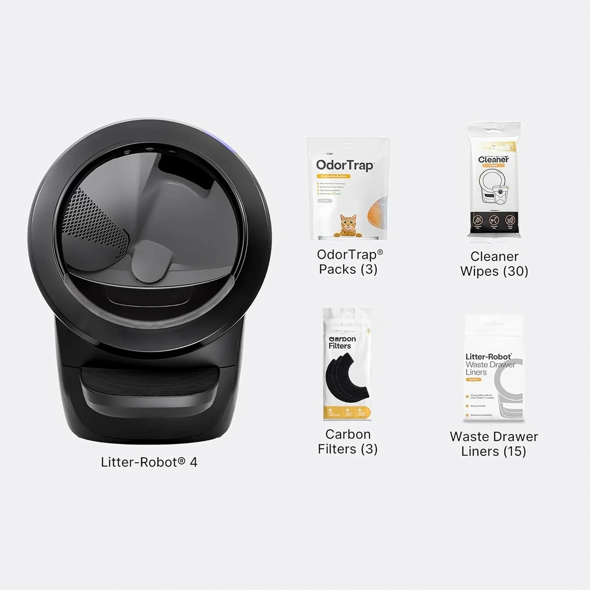 Litter-Robot 4 Supply Bundle by , Black - Automatic | Automatic, Self-Cleaning Cat Litter Box, Includes 3 OdorTrap, Customized