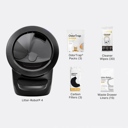 Litter-Robot 4 Supply Bundle by , Black - Automatic | Automatic, Self-Cleaning Cat Litter Box, Includes 3 OdorTrap, Customized