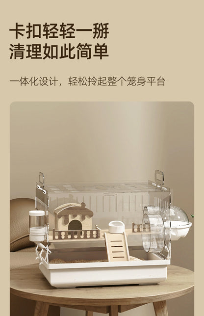 Acrylic Hamster Cage Transparent Rodent Habitat Cage with Accessories Luxury Villa for Syrian Dwarf Gerbil Mouse Enclosure Tank