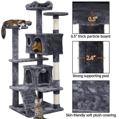 Large Cat House for Kittens & Cat Tree Cat Tower Condo with 2 Condos Scratching Posts Large Cat House for Kittens & Cats