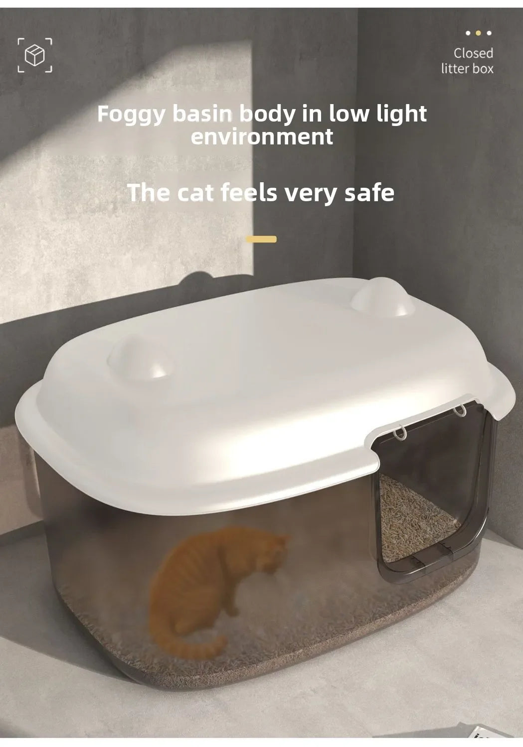 Extra-Large High-Sided Enclosed Cat Litter Box with Odor Control and Splash Guard