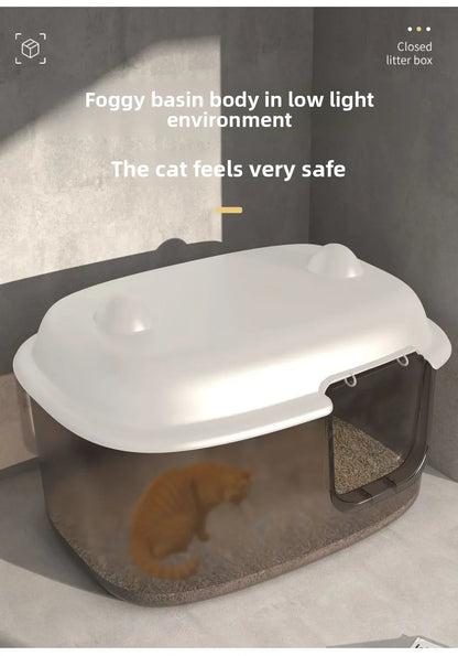 Extra-Large High-Sided Enclosed Cat Litter Box with Odor Control and Splash Guard