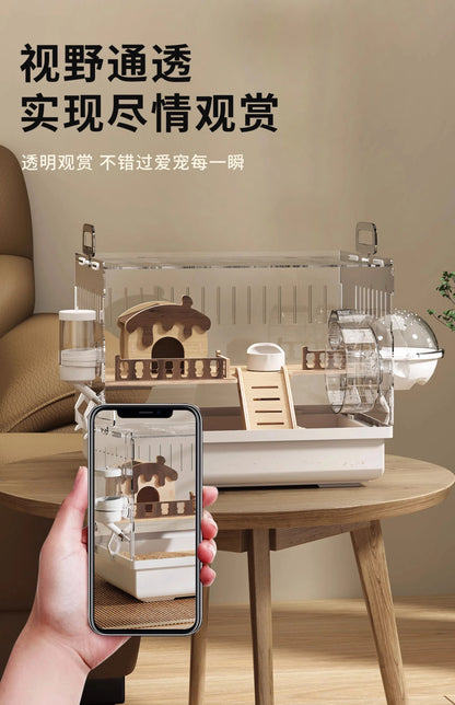 Acrylic Hamster Cage Transparent Rodent Habitat Cage with Accessories Luxury Villa for Syrian Dwarf Gerbil Mouse Enclosure Tank